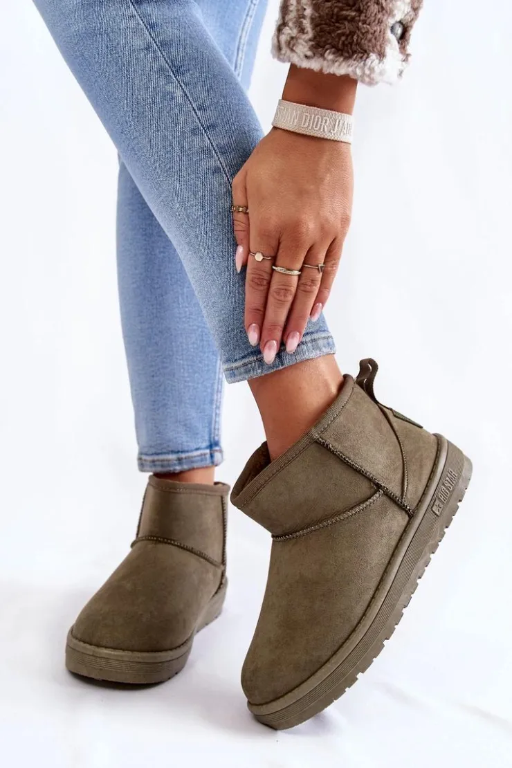 Best Big Star Shoes Damskie Ocieplane Śniegowce Big Star KK274292 Khaki