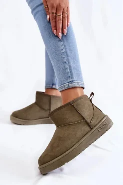 Best Big Star Shoes Damskie Ocieplane Śniegowce Big Star KK274292 Khaki