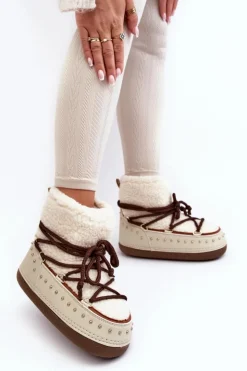 Damskie Boto Damskie Ocieplane Śniegowce Beżowe Rohes