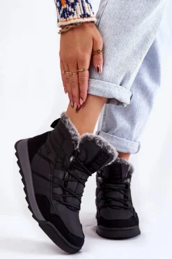 Damskie Cross Jeans Damskie Ocieplane Śniegowce KK2R4016C Czarne