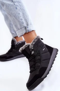 Damskie Cross Jeans Damskie Ocieplane Śniegowce KK2R4016C Czarne