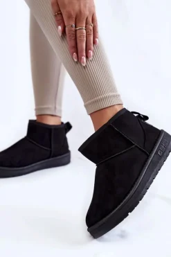 Hot Big Star Shoes Damskie Ocieplane Śniegowce Big Star KK274288 Czarne Czarny