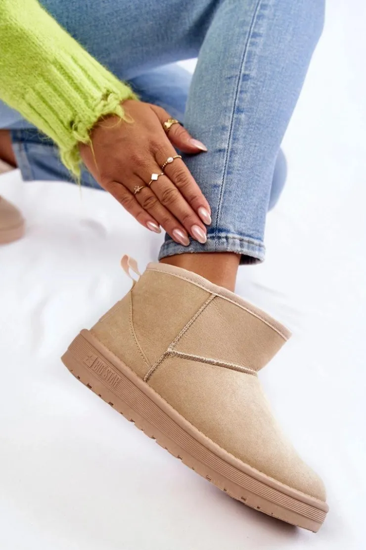 Big Star Shoes Śniegowce Damskie*Damskie Ocieplane Śniegowce Big Star KK274290 Beżowe