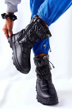 Evento Śniegowce Damskie*Damskie Ocieplane Śniegowce Na Suwak Czarne Starbone