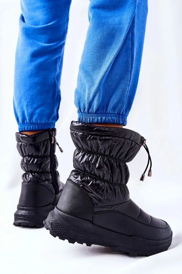 Evento Śniegowce Damskie*Damskie Ocieplane Śniegowce Na Suwak Czarne Starbone