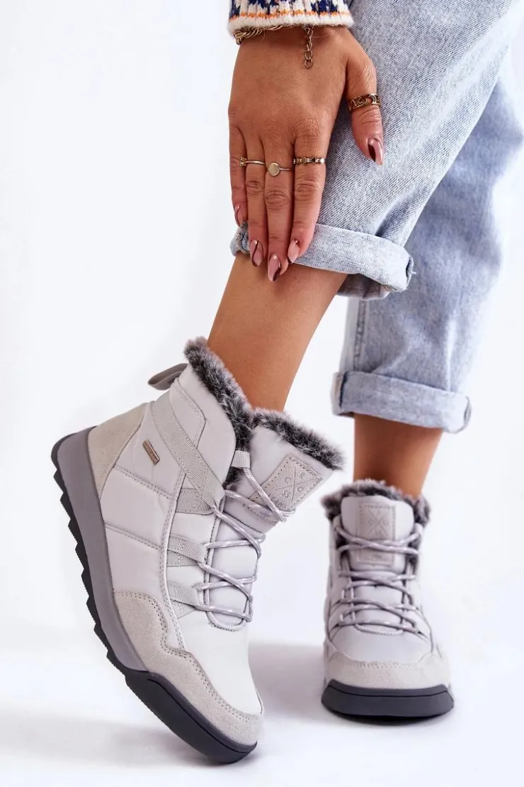 Cross Jeans Śniegowce Damskie|Botki Płaskie*Damskie Ocieplane Śniegowce KK2R4015C Szare