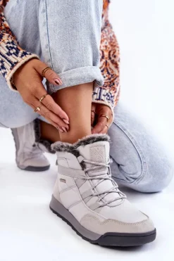 Cross Jeans Śniegowce Damskie|Botki Płaskie*Damskie Ocieplane Śniegowce KK2R4015C Szare