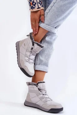 Cross Jeans Śniegowce Damskie|Botki Płaskie*Damskie Ocieplane Śniegowce KK2R4015C Szare