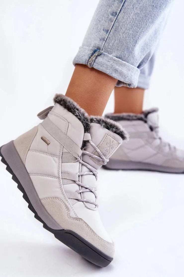 Cross Jeans Śniegowce Damskie|Botki Płaskie*Damskie Ocieplane Śniegowce KK2R4015C Szare
