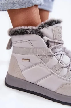 Cross Jeans Śniegowce Damskie|Botki Płaskie*Damskie Ocieplane Śniegowce KK2R4015C Szare