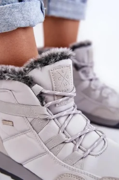 Cross Jeans Śniegowce Damskie|Botki Płaskie*Damskie Ocieplane Śniegowce KK2R4015C Szare