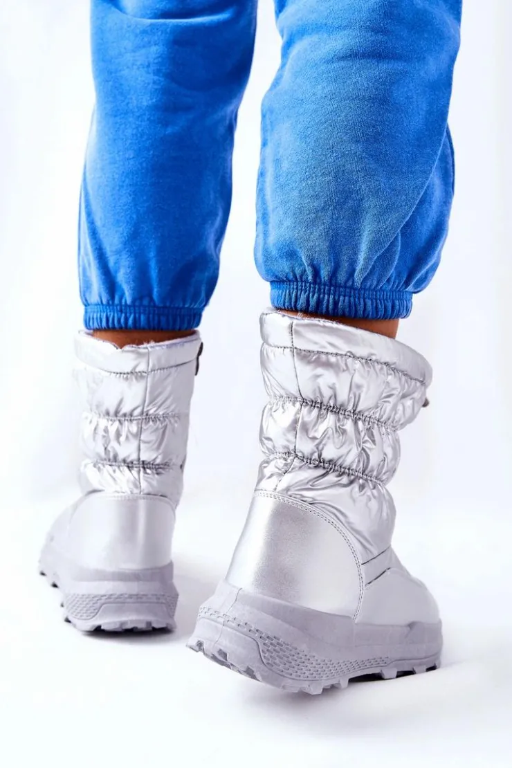 Best Evento Damskie Ocieplane Śniegowce Na Suwak Srebrne Starbone