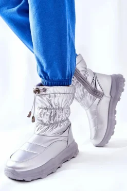 Best Evento Damskie Ocieplane Śniegowce Na Suwak Srebrne Starbone