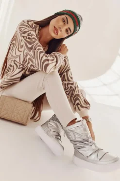 Big Star Shoes Śniegowce Damskie*Damskie Ocieplane Śniegowce Big Star KK274195 Srebrne