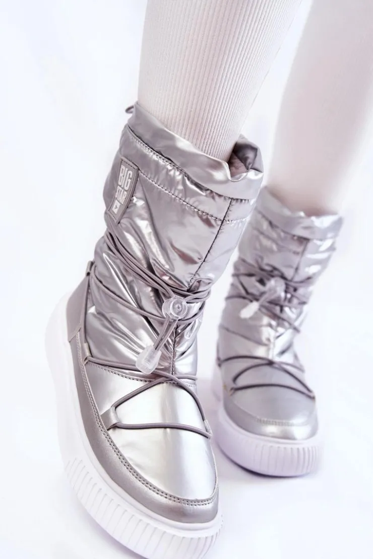 Big Star Shoes Śniegowce Damskie*Damskie Ocieplane Śniegowce Big Star KK274195 Srebrne