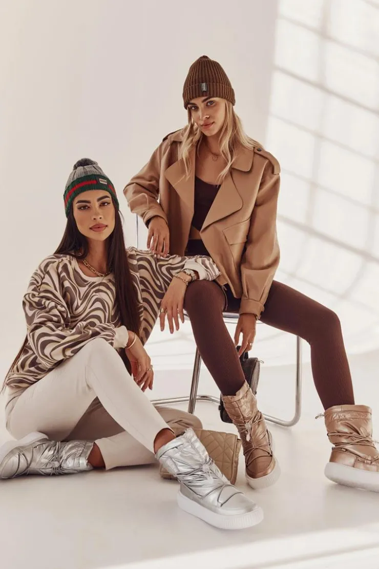 Big Star Shoes Śniegowce Damskie*Damskie Ocieplane Śniegowce Big Star KK274195 Srebrne