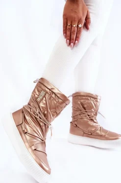 Clearance Big Star Shoes Damskie Ocieplane Śniegowce Big Star KK274194 Beżowe Beżowy