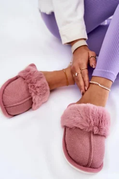 Discount Boto Damskie Ocieplane Papcie Z Futerkiem Ciemnoróżowe Franco Różowy