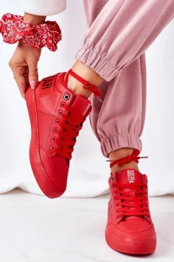 Big Star Shoes Trampki Ocieplane|Trampki Damskie Big Star*Damskie Ocieplane Sportowe Buty Big Star EE274354 Czerwone