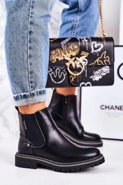 Online Boto Damskie Ocieplane Sztyblety Botki Czarne Traveler