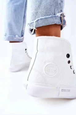Damskie Big Star Shoes Damskie Ocieplane Trampki BIG STAR II274156 Białe