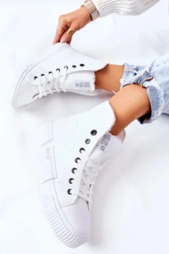 Damskie Big Star Shoes Damskie Ocieplane Trampki BIG STAR II274156 Białe