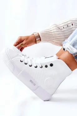 Damskie Big Star Shoes Damskie Ocieplane Trampki BIG STAR II274156 Białe