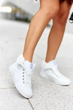 Damskie Big Star Shoes Damskie Ocieplane Trampki BIG STAR II274156 Białe