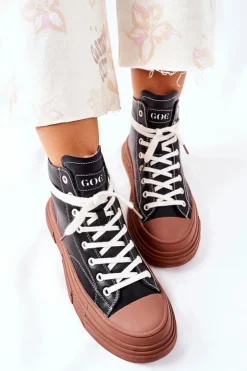 GOE Trampki Ocieplane|Trampki Damskie Wysokie*Damskie Ocieplane Trampki Wysokie II2N4033 Czarne