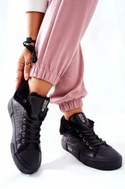 Damskie Big Star Shoes Damskie Ocieplane Trampki BIG STAR II274155 Czarne