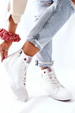 Outlet Cross Jeans Damskie Ocieplane Trampki Wysokie Białe II2R4010C