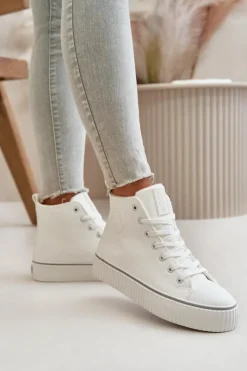 Damskie Big Star Shoes Damskie Ocieplane Trampki Z Eko Skóry Big Star OO274788 Białe