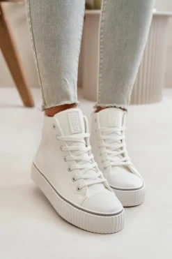 Damskie Big Star Shoes Damskie Ocieplane Trampki Z Eko Skóry Big Star OO274788 Białe