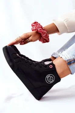 Cross Jeans Trampki Damskie Cross Jeans|Trampki Ocieplane*Damskie Ocieplane Trampki Wysokie Czarne II2R4009C