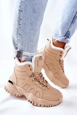 Damskie Boto Damskie Ocieplane Trapery Beżowe Hareshaw