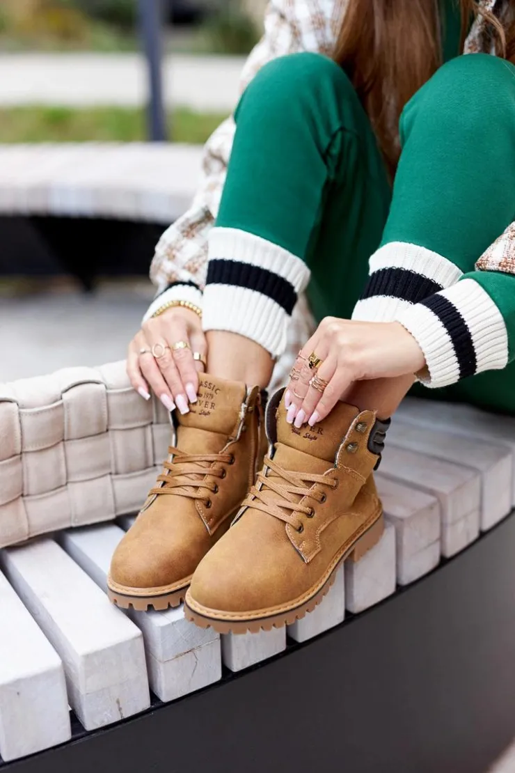 Discount Boto Damskie Ocieplane Trapery Na Suwak Camel Lenox