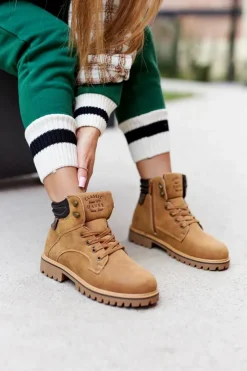 Discount Boto Damskie Ocieplane Trapery Na Suwak Camel Lenox