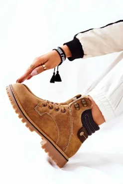 Discount Boto Damskie Ocieplane Trapery Na Suwak Camel Lenox