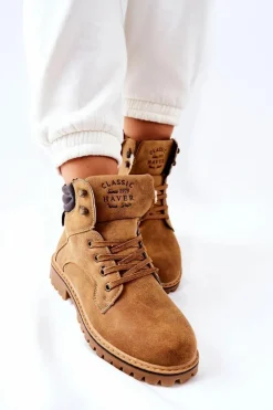 Discount Boto Damskie Ocieplane Trapery Na Suwak Camel Lenox