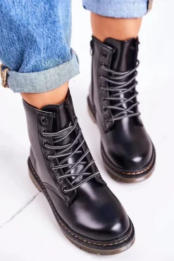 Discount Boto Damskie Ocieplane Trapery Glany Matowe Czarne Thunder