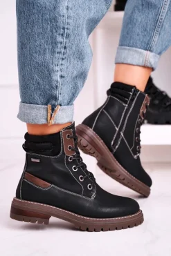 Discount Boto Damskie Ocieplane Workery Trapery Czarne Timber