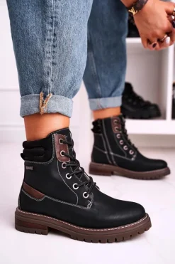 Discount Boto Damskie Ocieplane Workery Trapery Czarne Timber