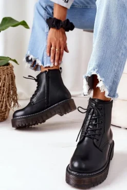 Best Big Star Shoes Damskie Ocieplane Workery Big Star II274110 Czarne