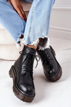 Best Big Star Shoes Damskie Ocieplane Workery Big Star II274110 Czarne