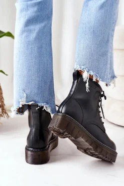 Best Big Star Shoes Damskie Ocieplane Workery Big Star II274110 Czarne