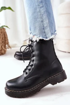 Damskie Big Star Shoes Damskie Ocieplane Workery Big Star II274105 Czarne