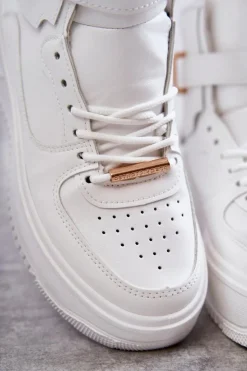 Outlet Boto Damskie Ocieplane Wysokie Buty Sportowe Białe Lexa