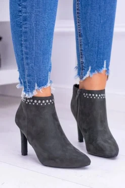 Hot Buty damskie Vinceza Damskie Oliwkowe Botki Na Szpilce Nity Bemi