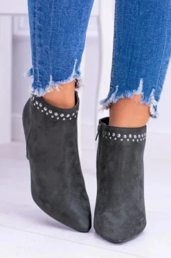 Hot Buty damskie Vinceza Damskie Oliwkowe Botki Na Szpilce Nity Bemi