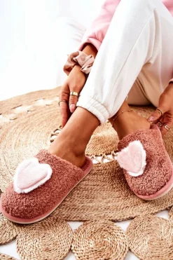 Boto Kapcie Klasyczne*Damskie Papcie Brudny Róż Heartbeat